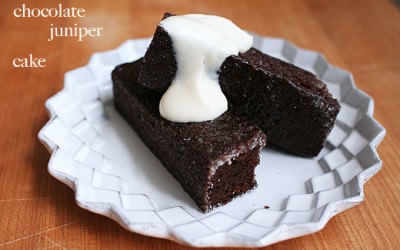 Chocolate-Juniper Cake with Milk Jam Sour Cream